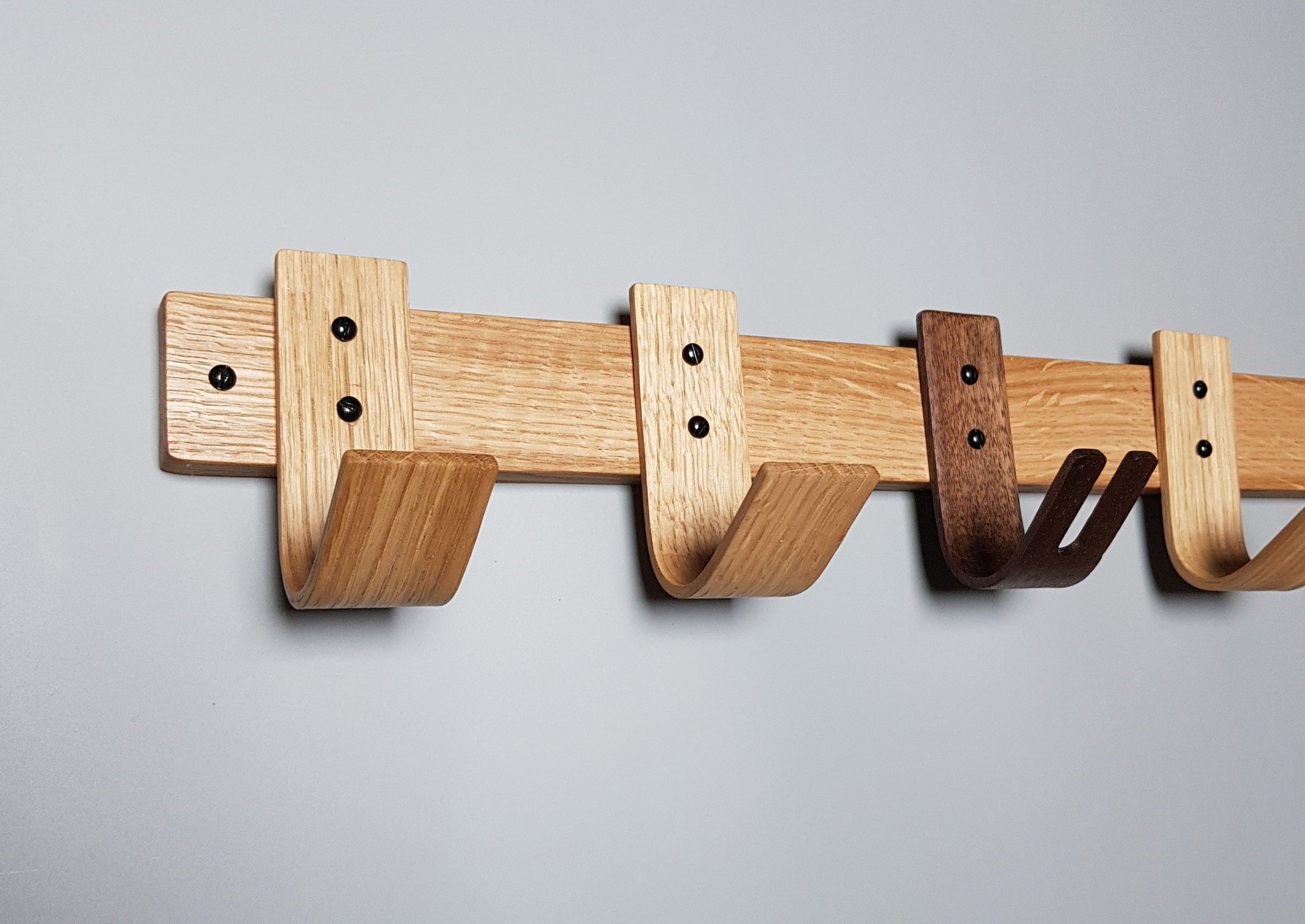 Evening Coat Rack with Oak Hooks and Walnut Key - NOIR.DESIGN