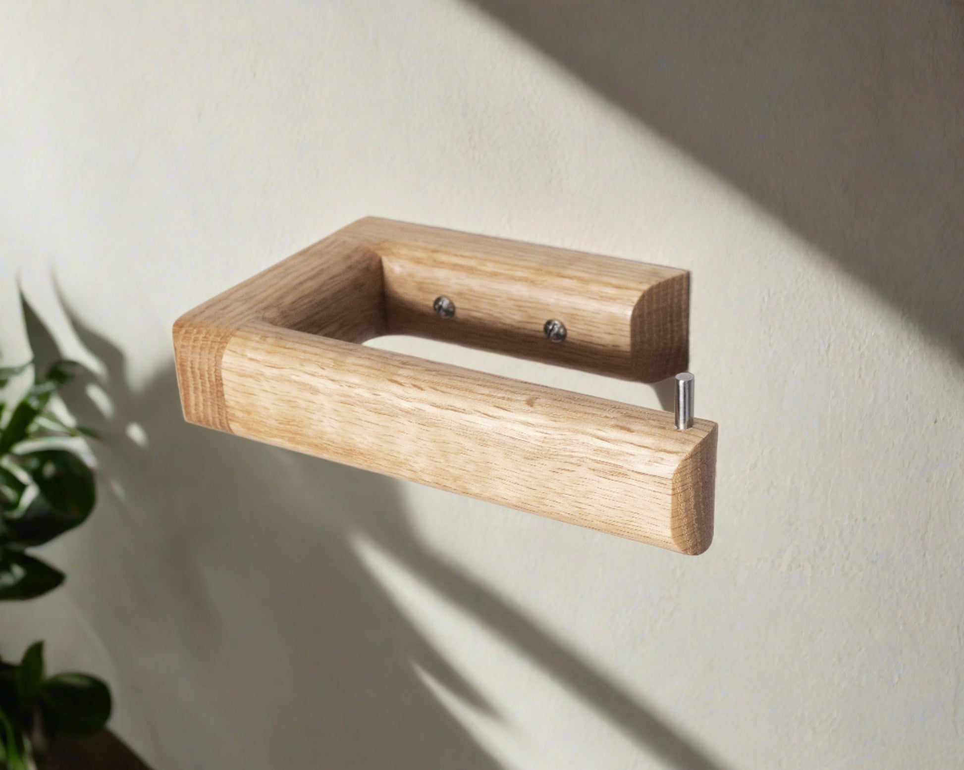 Designer, luxury modern Oak toilet roll holder, paper holder by noir.design