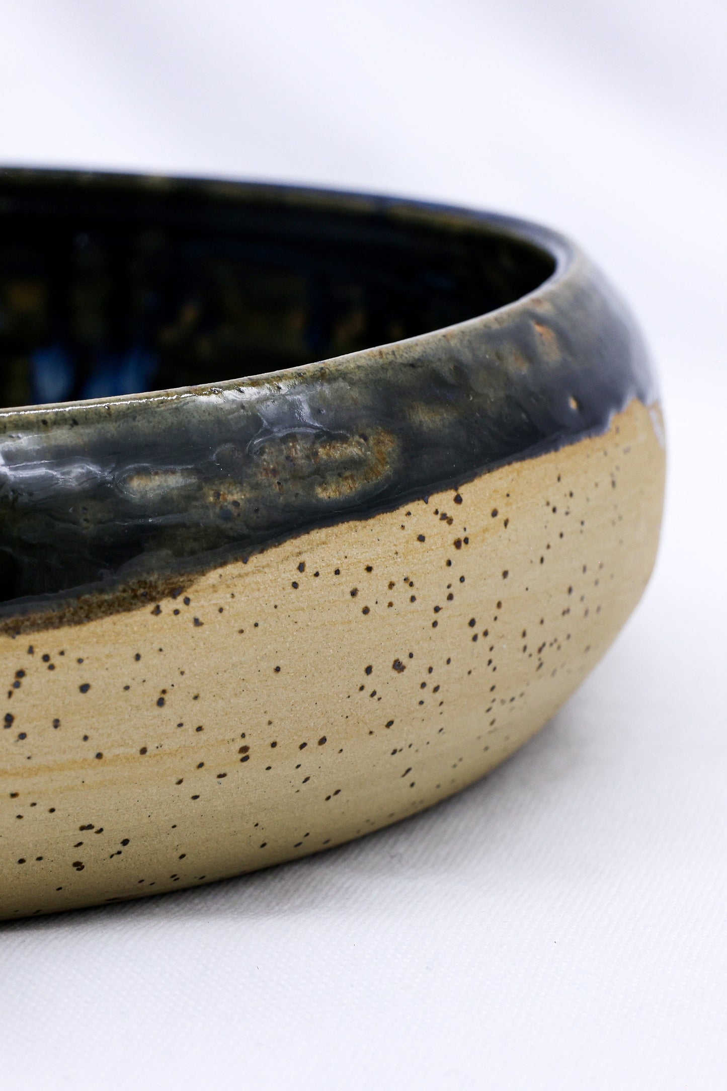 10 inch Aegean Depths Collection Handmade Spotted Stoneware Large Ceramic Plate