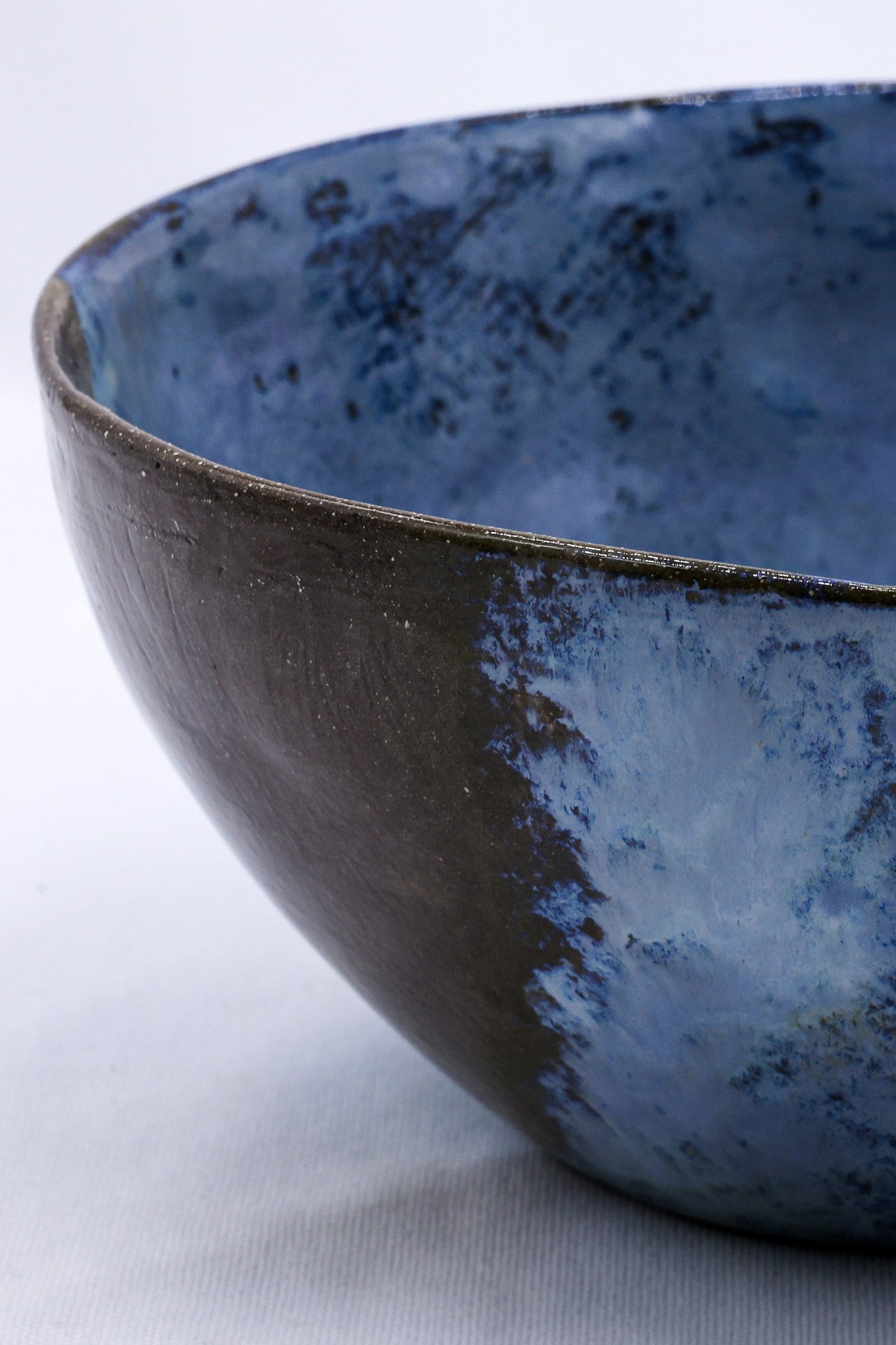 Large Smoked Grey Cold Aegean Fade Handmade Ceramic Stoneware Dinner Bowl