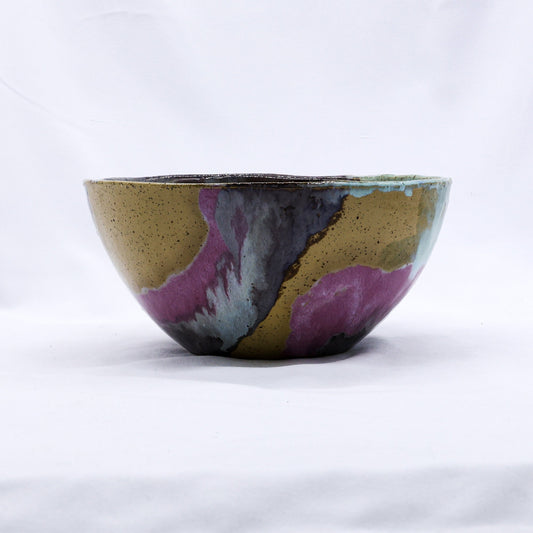 Large Mauve Coast Bloom Handmade Ceramic Stoneware Dinner Bowl