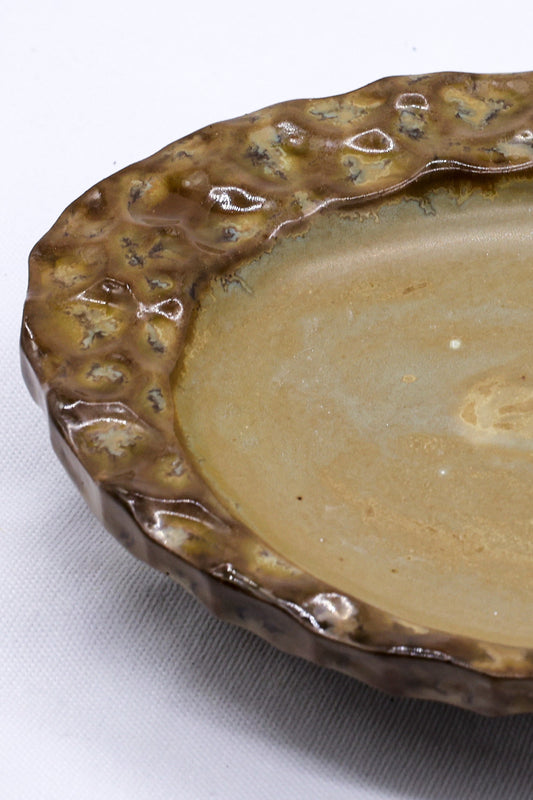 Bronze Olive Drift Seashell Serenity Handmade Ceramic Plate